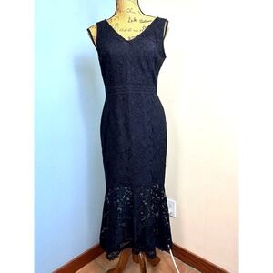 Nanette Lepore Sz 6 Dress Mermaid Maxi Lace Eyelet Vamp Whimsigoth Witchy Goth